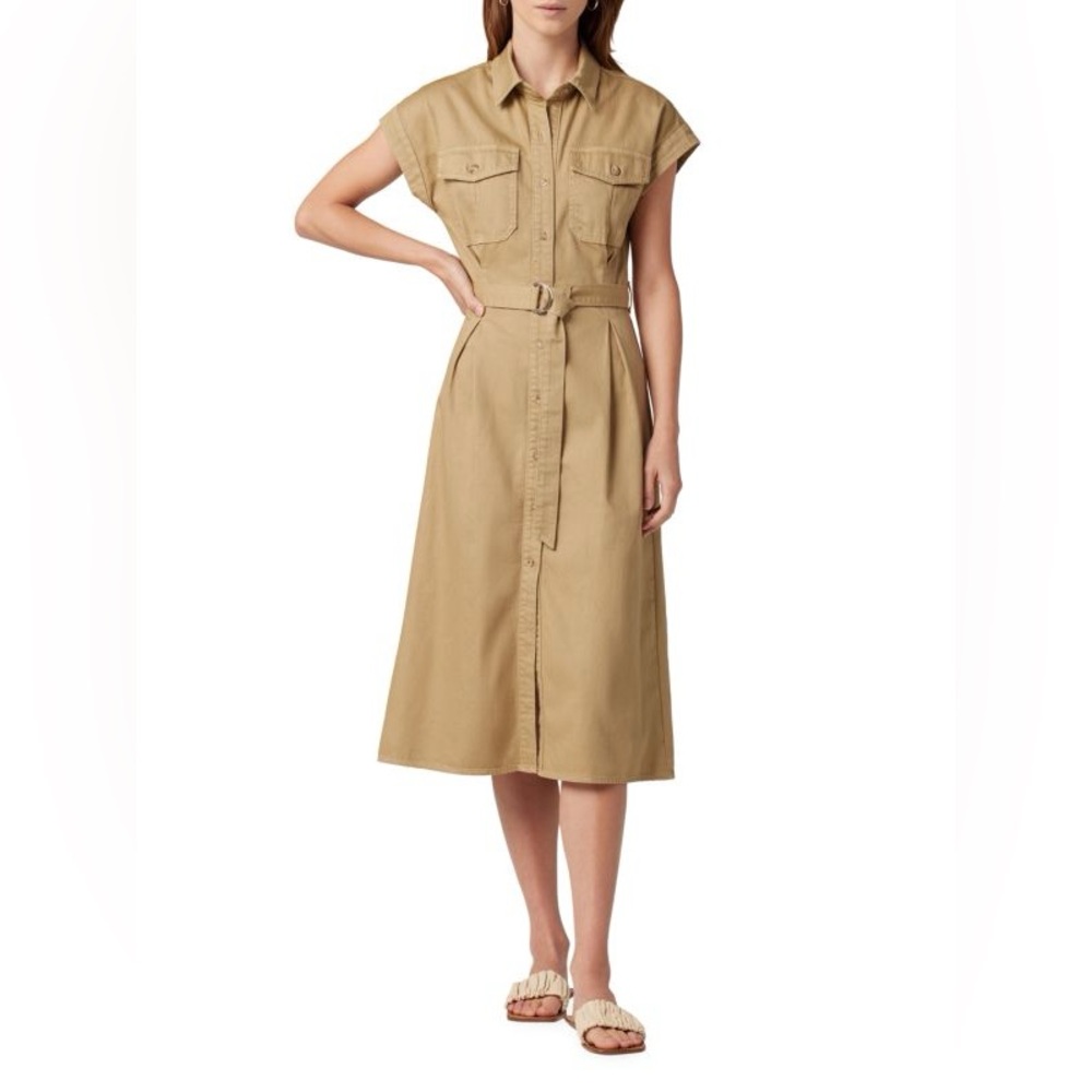 Joes Jeans Dress | The Pleated Safari Spring Midi-Dress in Color Hazelwood Sz S - Picture 2 of 8